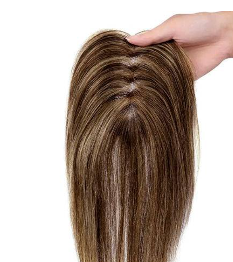 Flash Sale 🔔 Hand Tied Swiss Lace Base Real Human Clip In Hair Topper for Women Human Hair