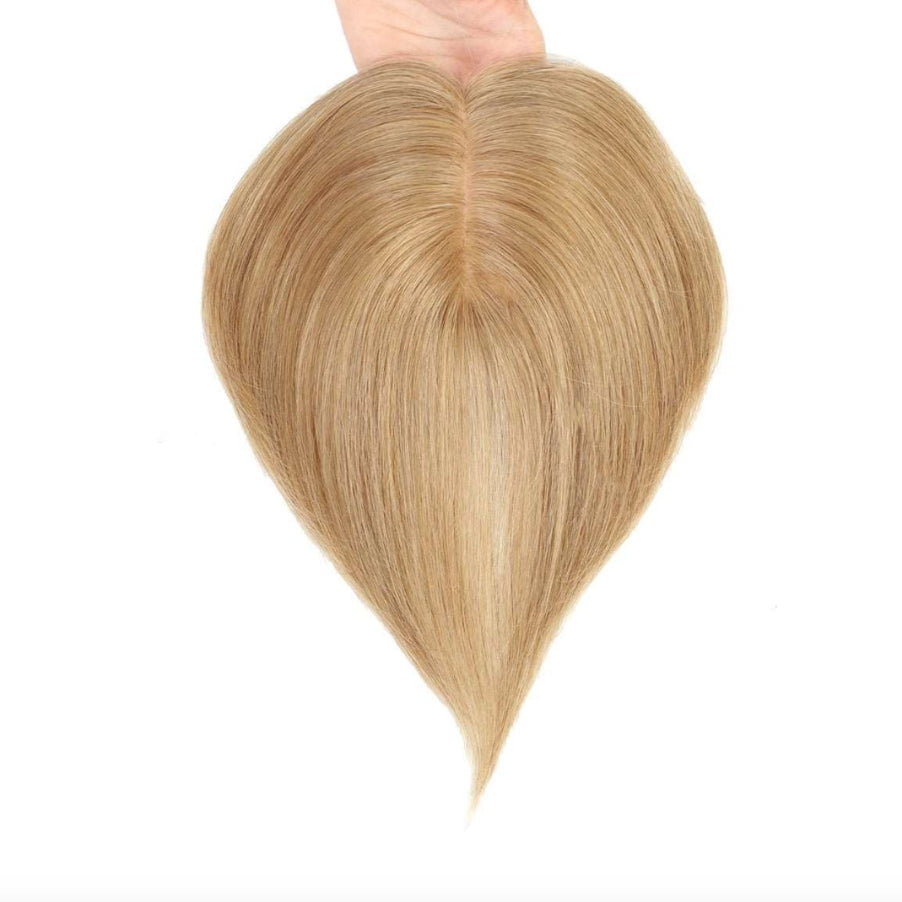 Luxury Blonde Highlights Straight Hair Topper for Women | Silk Base Human Hair Piece