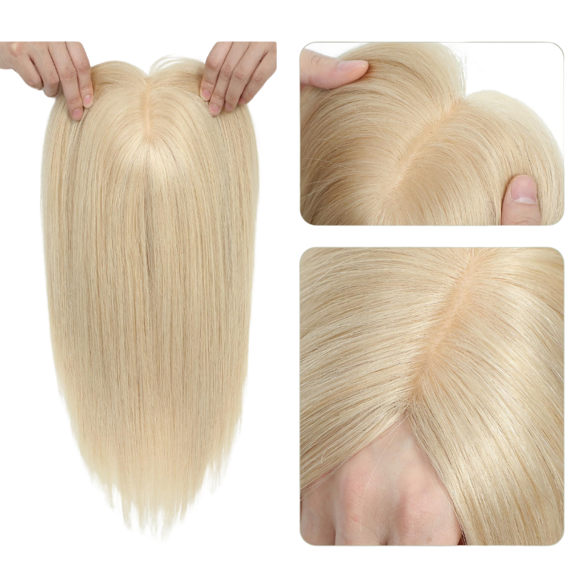 7*10cm Grey Natural Hair Topper for Women Cover and Add Hair Volume for Thinning Hair