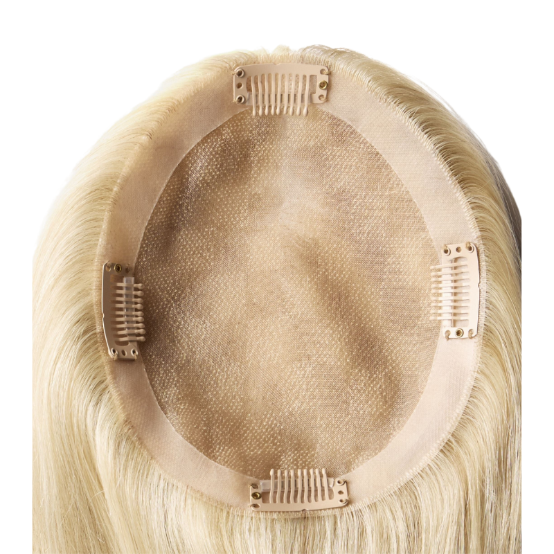 4*5 inches Mono Base Highlight Human Hair Toppers for Women Wavy Hair without Bangs