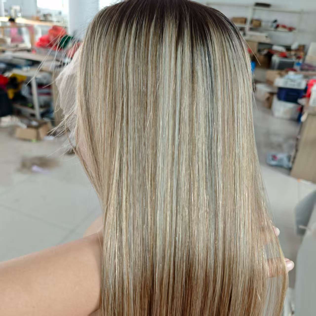 (Customization) 3.9*4.7inches Mono Base Highlight Human Hair Toppers With Root