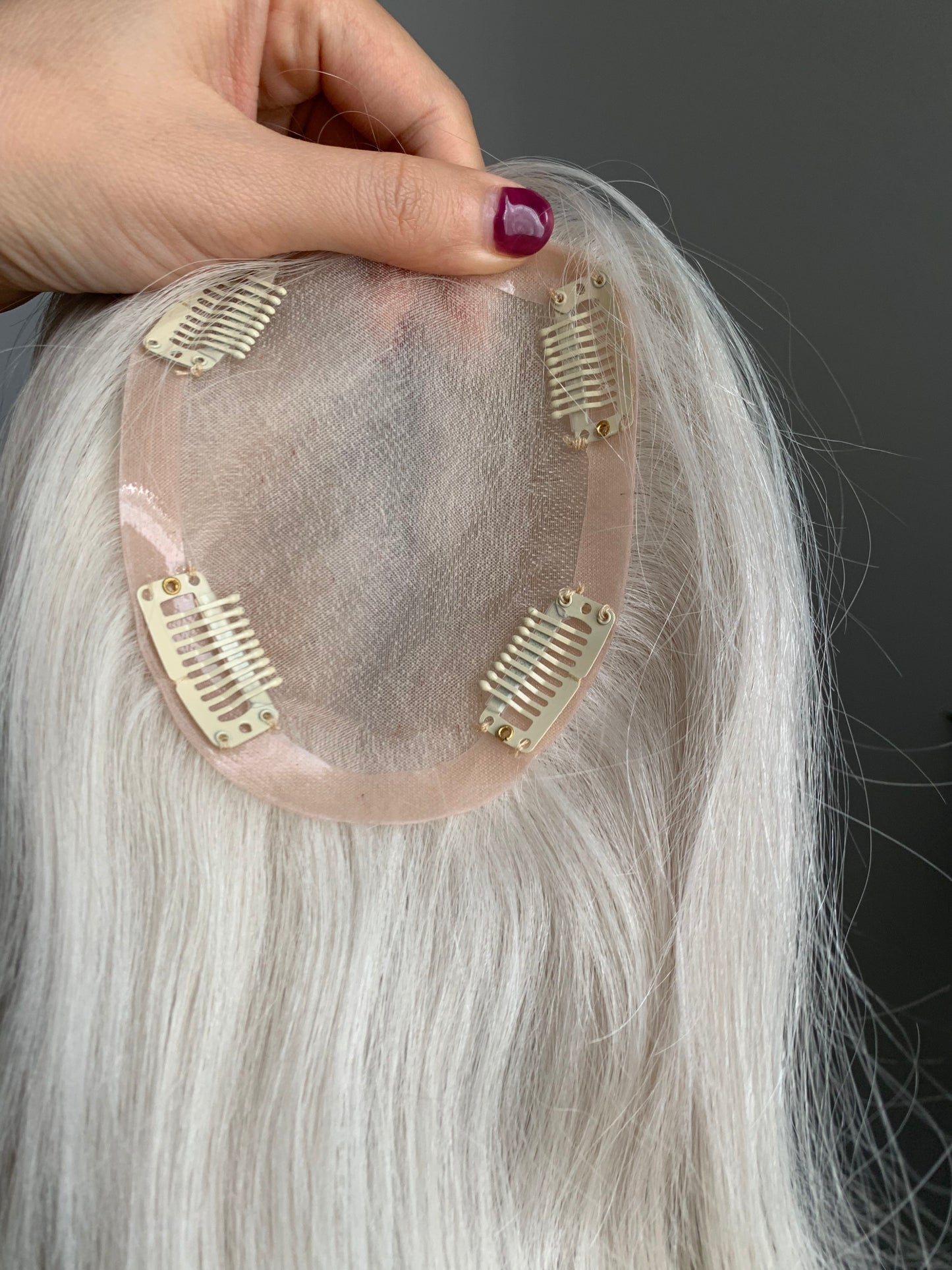 (Rhode Bicknell) 10*12cm Mono Base Straight Human Hair topper Without Bangs