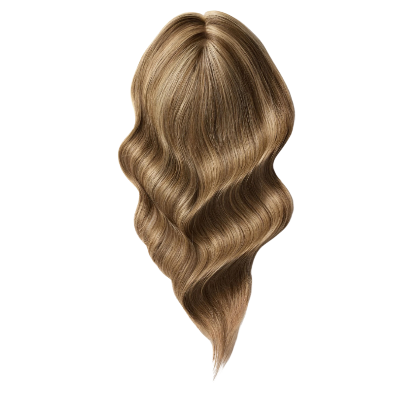 4*5 inches Mono Base Highlight Human Hair Toppers for Women Wavy Hair without Bangs