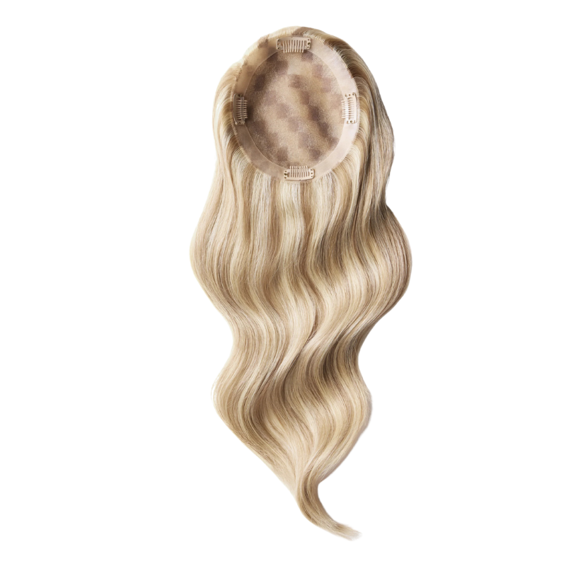 4*5 inches Mono Base Highlight Human Hair Toppers for Women Wavy Hair without Bangs