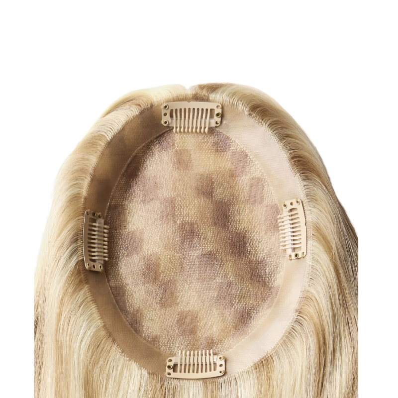 4*5 inches Mono Base Highlight Human Hair Toppers for Women Wavy Hair without Bangs