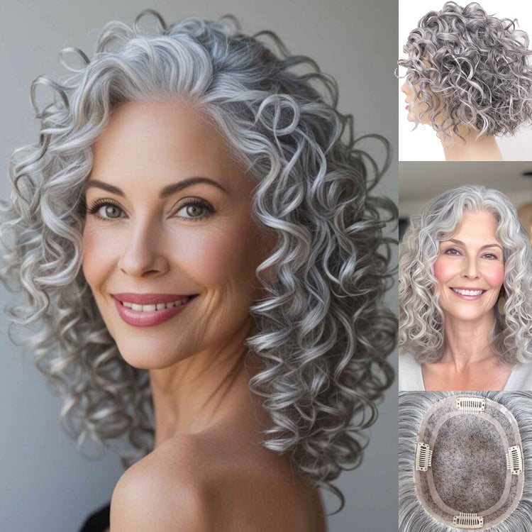 9*14 Premium Curly Mono Base Wig Toppers Human Hair for Women