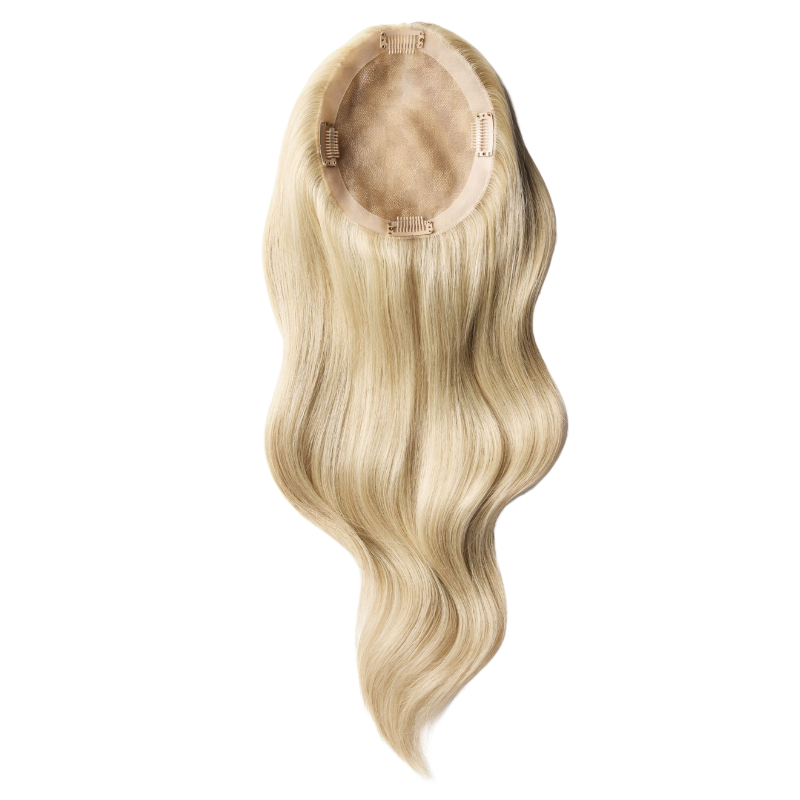 4*5 inches Mono Base Highlight Human Hair Toppers for Women Wavy Hair without Bangs