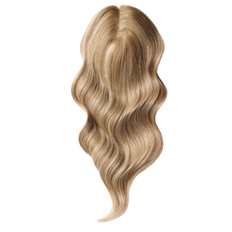 4*5 inches Mono Base Highlight Human Hair Toppers for Women Wavy Hair without Bangs