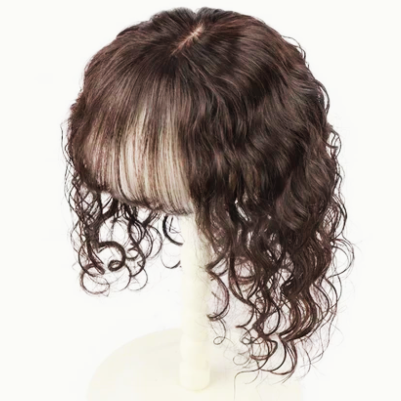 Flash Sale 🔔Full Hand tied Base Curly Wavy Human Hair Toppers Clip in Topper for Women