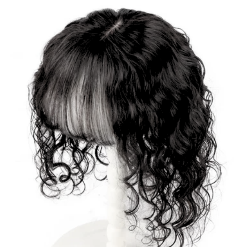 Flash Sale 🔔Full Hand tied Base Curly Wavy Human Hair Toppers Clip in Topper for Women
