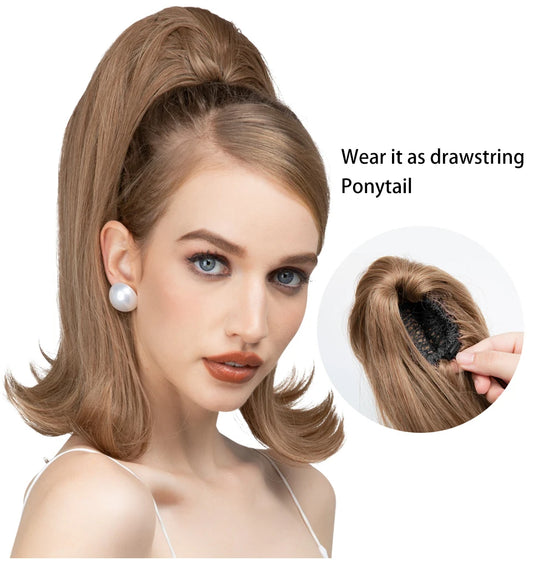 180% Density Half Wig Synthetic None Lace Heat Resistant Wig For Women Hair Wigs