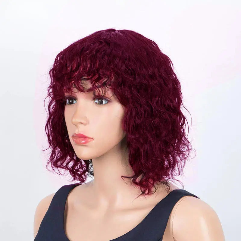 Full Handtied Swiss Base Curly Wavy Human Hair Toppers With Bangs 我的商店
