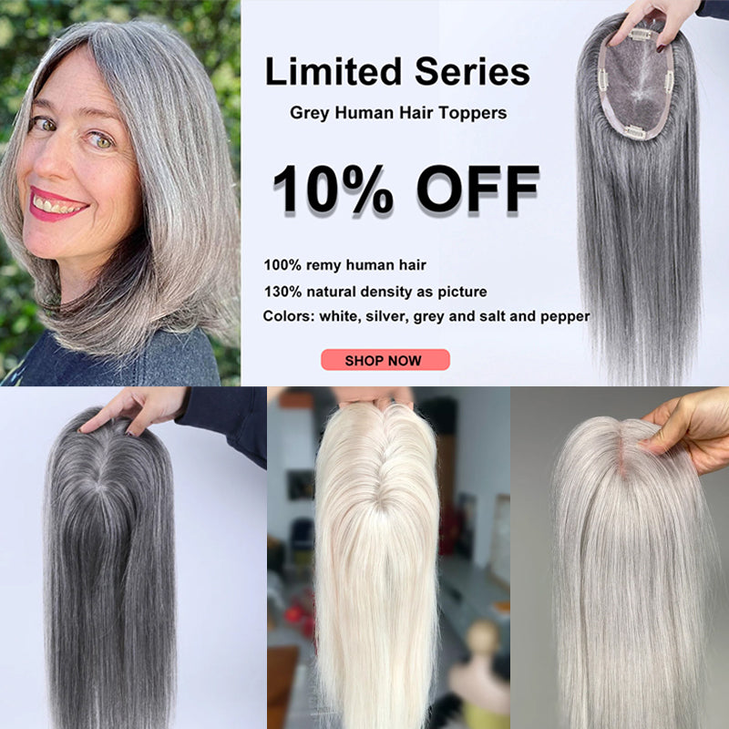 100% Virgin Remy Light Silver Mono Base Human Hair Wigs And Hair Pieces for Women