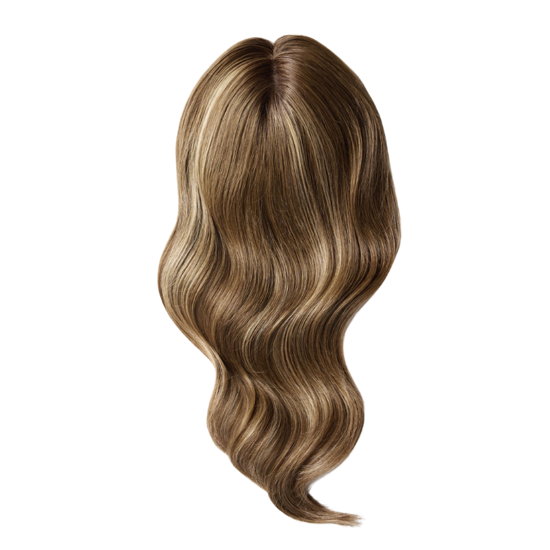4*5 inches Mono Base Highlight Human Hair Toppers for Women Wavy Hair without Bangs