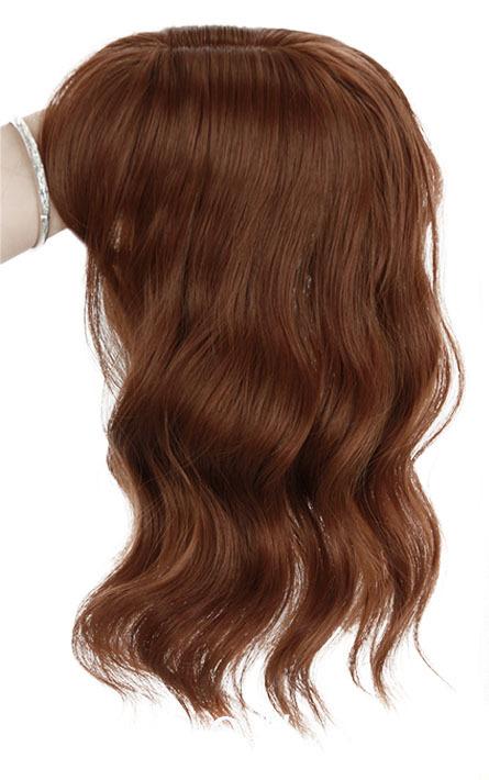 ナチュラルなボディウェーブ、フリンジ付きリアルヘアトッパー、前髪付き人毛トッパー