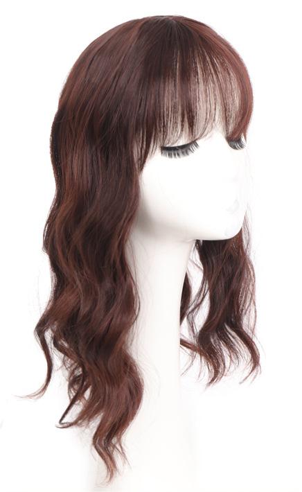 ナチュラルなボディウェーブ、フリンジ付きリアルヘアトッパー、前髪付き人毛トッパー