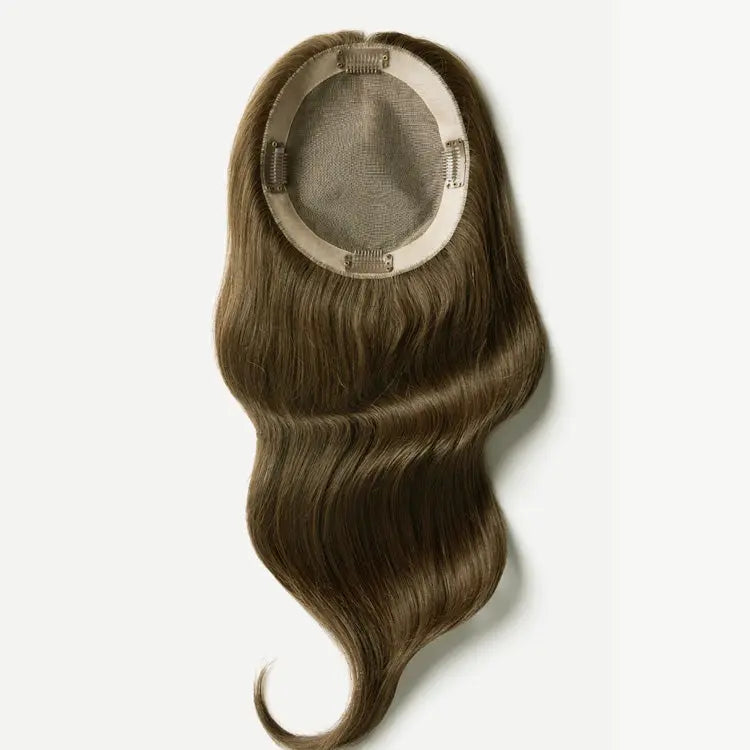 5*6" Mono Base Wavy Human Hair Toppers with Bangs for Women - VIVACROWN