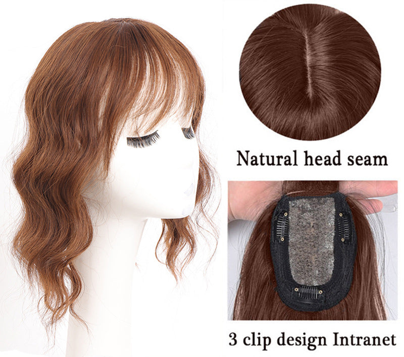 ナチュラルなボディウェーブ、フリンジ付きリアルヘアトッパー、前髪付き人毛トッパー