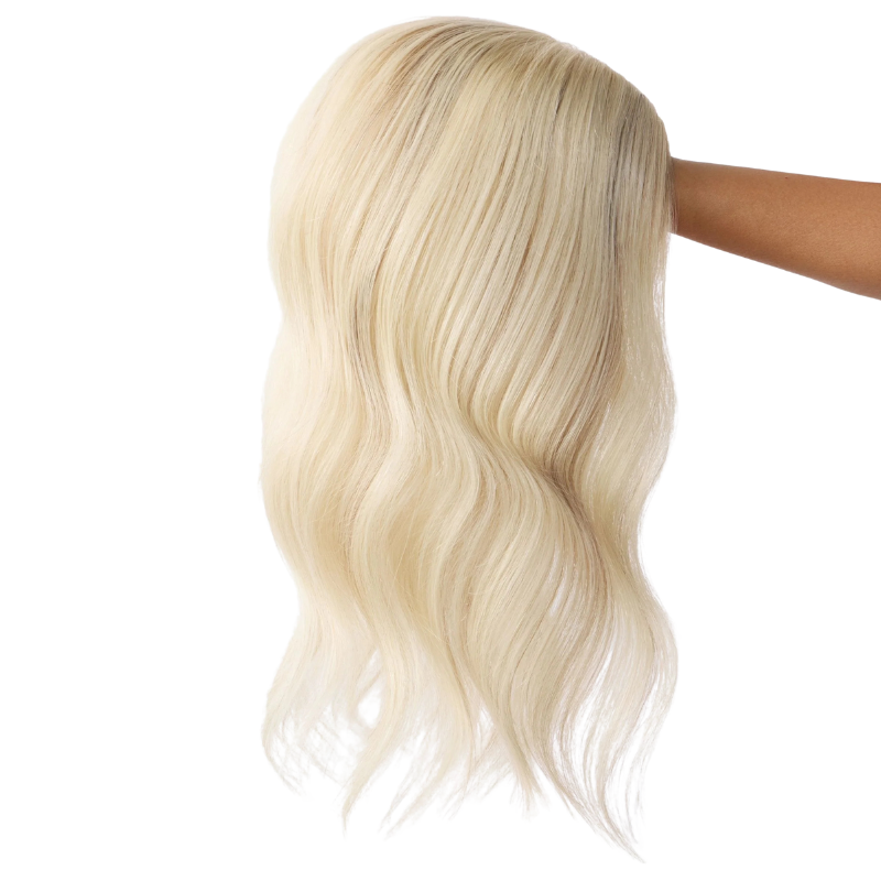 4*5 inches Mono Base Highlight Human Hair Toppers for Women Wavy Hair without Bangs