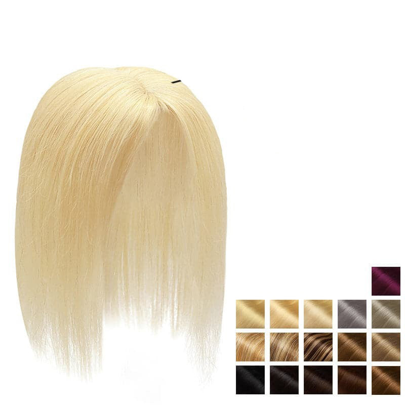 Extensiones de cabello humano liso con base suiza para mujer, cabello humano real sin flequillo, postizos para cabello fino.