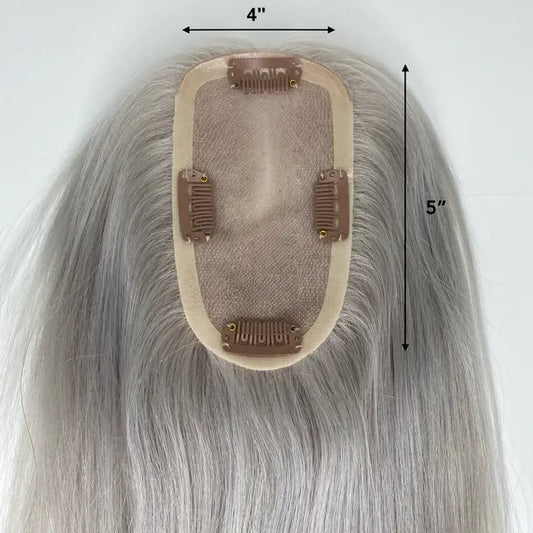 Silver Hand tied Mono Base 100% Brazilian Virgin Human Hair Topper For Women【Pre Sale】 我的商店