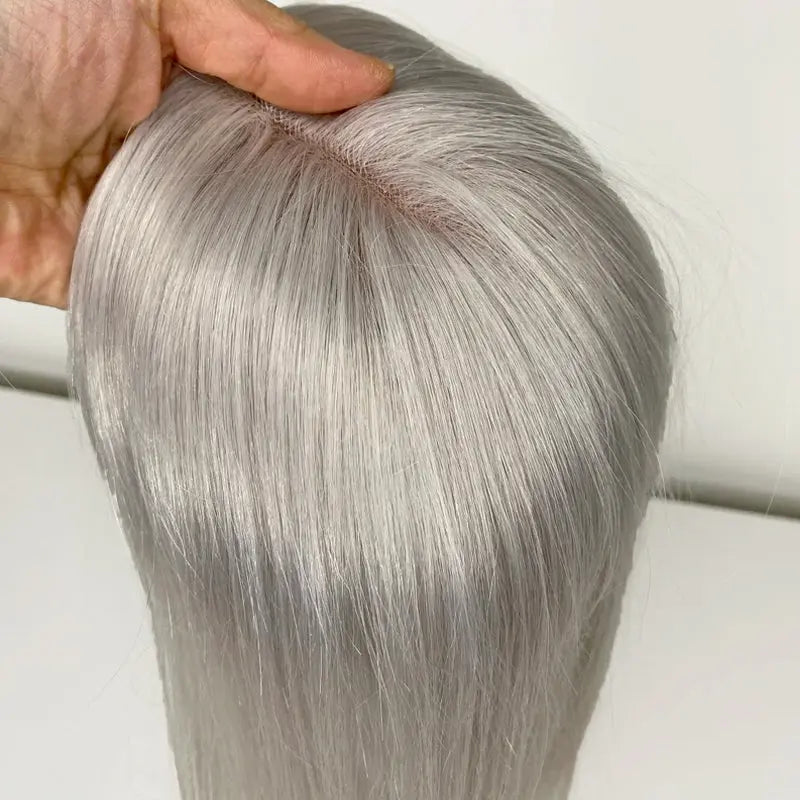 Silver Hand tied Mono Base 100% Brazilian Virgin Human Hair Topper For Women【Pre Sale】 我的商店