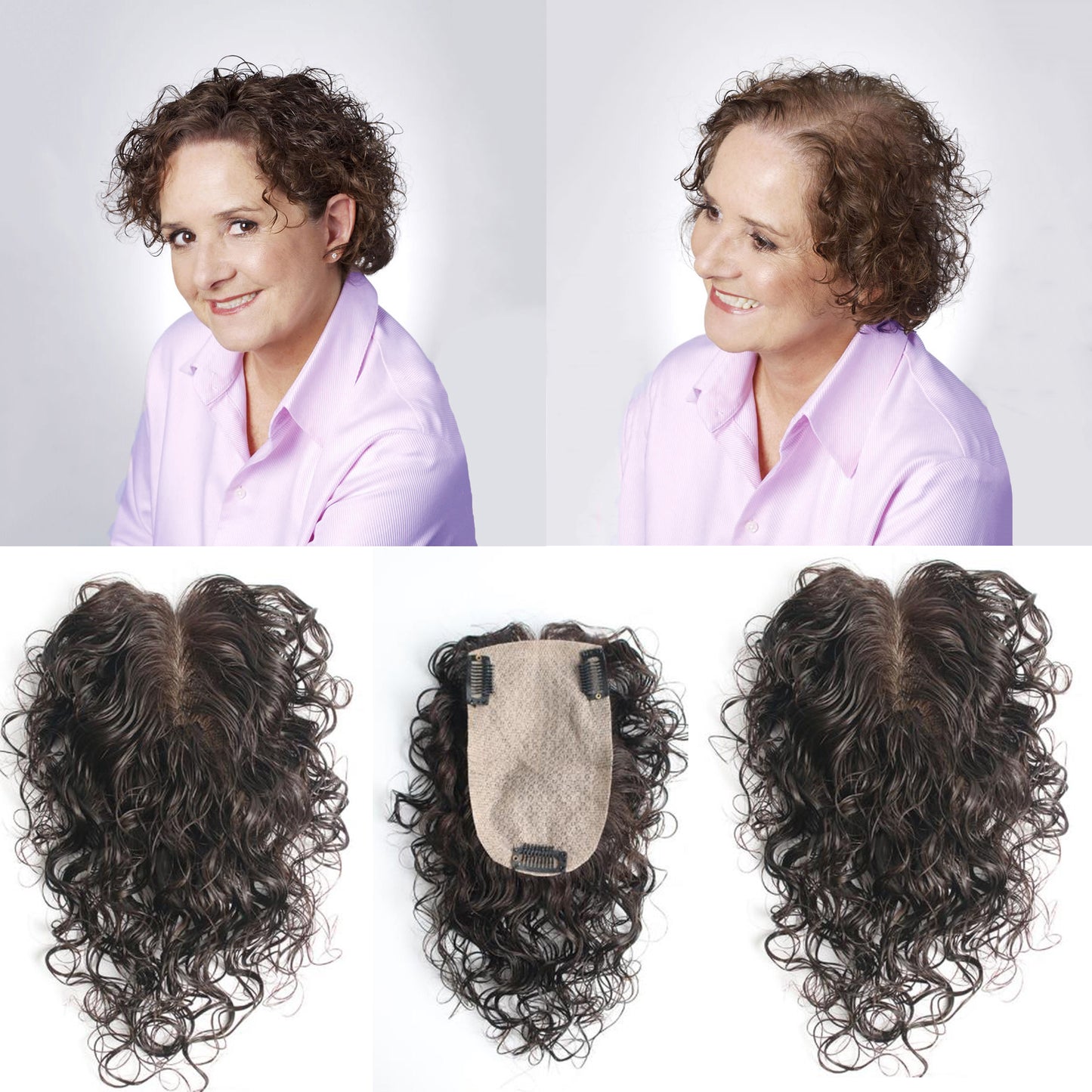 9*14 cm Natural Curly Hair Topper 100% Human Hair Lightweight And Breathable