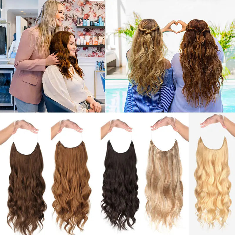 Remy Human Halo Hair Extensions Natural Hidden Wire 我的商店