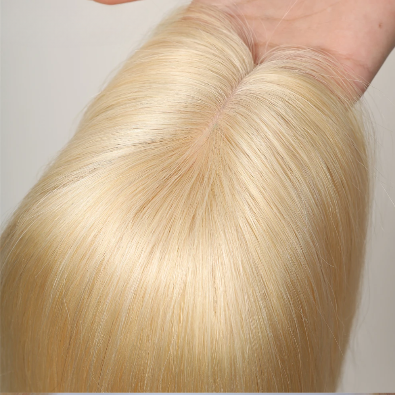 Honey Blonde Silk Lace Base European Human Hair Topper