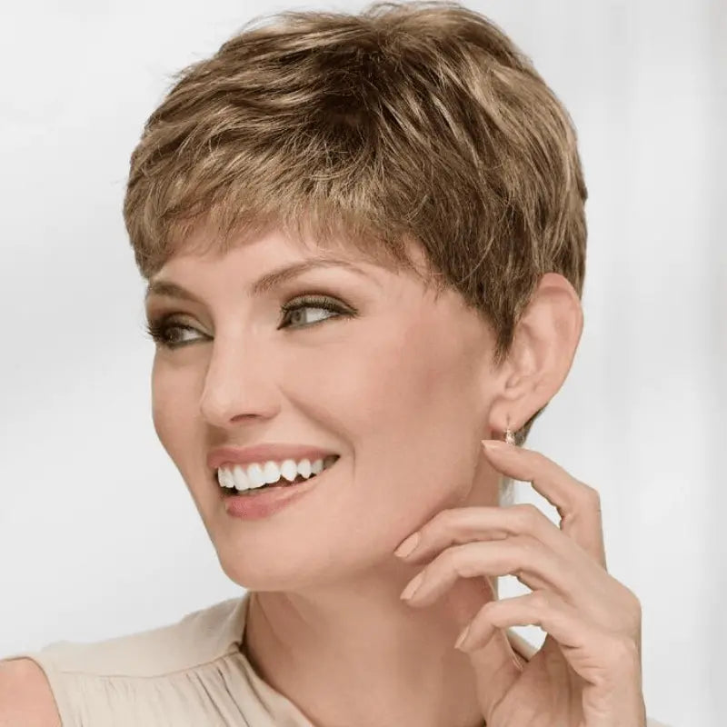Short Pixie Cut Human Hair Topper with Bangs for Women - VIVACROWN