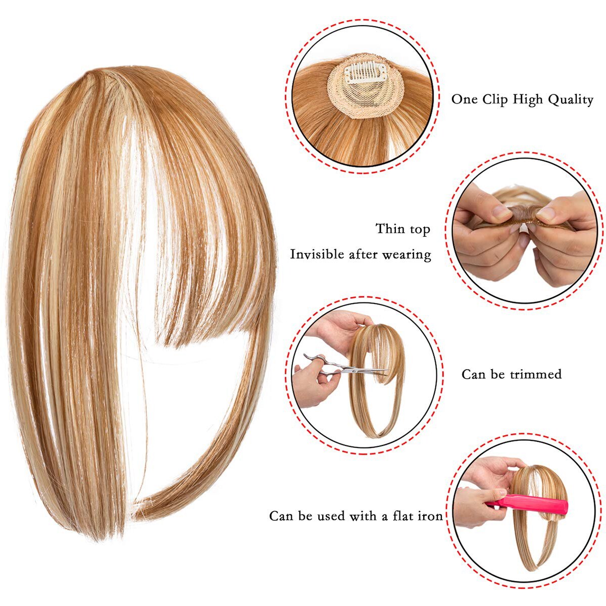 New Arrival Invisible Clip in Fringe Bangs Fake Bangs for Woman