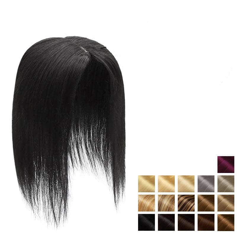 Extensiones de cabello humano liso con base suiza para mujer, cabello humano real sin flequillo, postizos para cabello fino.