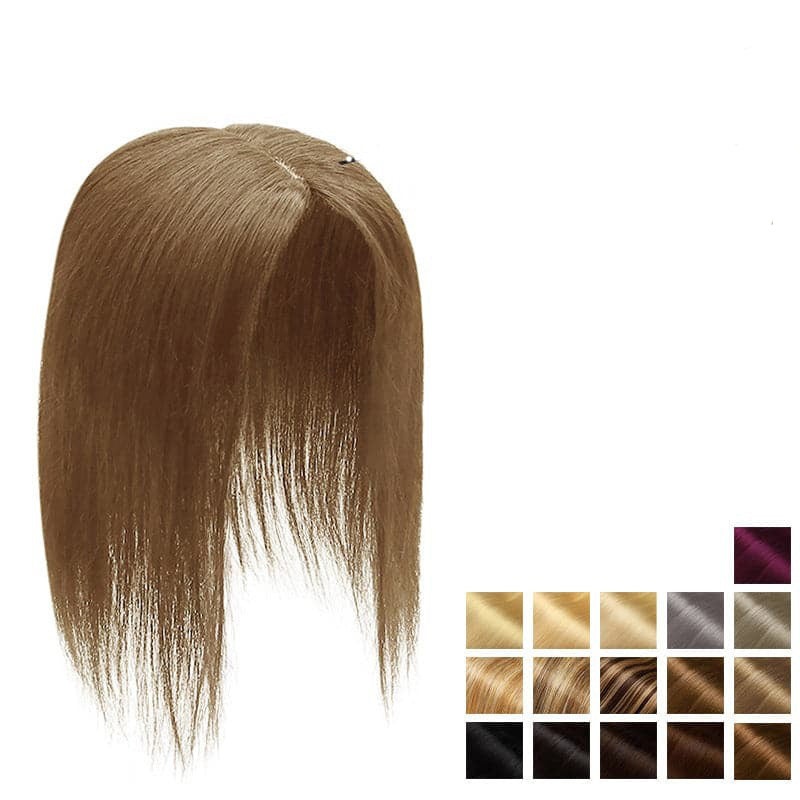 Extensiones de cabello humano liso con base suiza para mujer, cabello humano real sin flequillo, postizos para cabello fino.