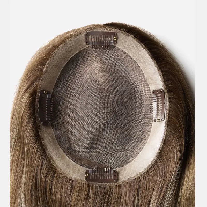 Ombre Balayage Human Hair Topper With Bangs For Woman - VIVACROWN