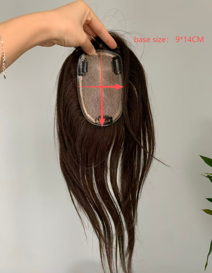 9×14cm バージンレミーシルクベース人毛トッパー 女性用 VIVACROWN ヘアトッパー