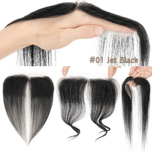Lace Front Human Hair Toppers Hairline Hair Patch Hand-woven Single Knot Natural Invisible Replacement Hairpiece - VIVACROWN