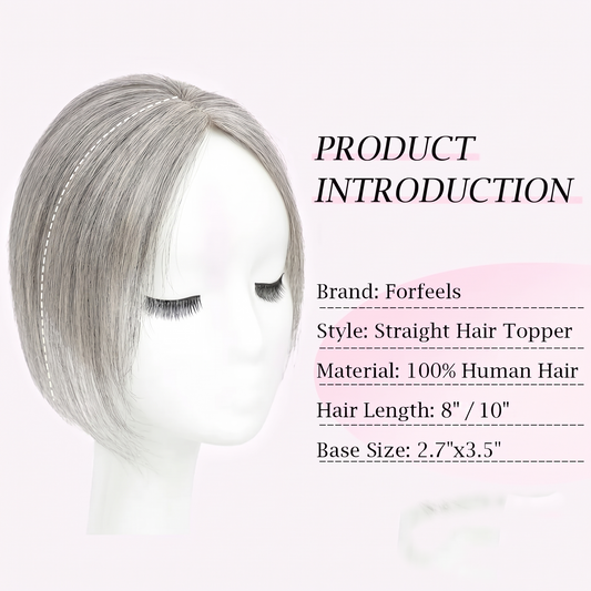 2.7'' x 3.5" Lightweight Human Hair Topper for Seamless Root Volumizing & Grey Coverage