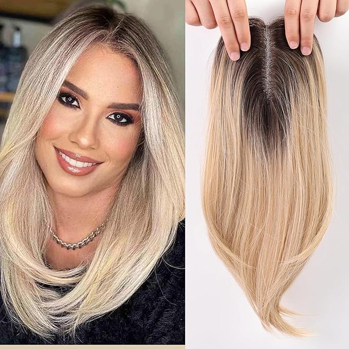10*12 cm straight silk base human hair topper for women with thinning hair