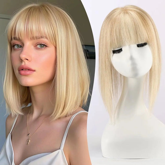 5*5 inches Mono Base Highlight Human Hair Toppers for Women With Bangs - VIVACROWN