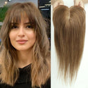 Straight Human Hair Toppers for Women Real Human Hair With Bangs, Hair Pieces for Thinning Hair Wiglets