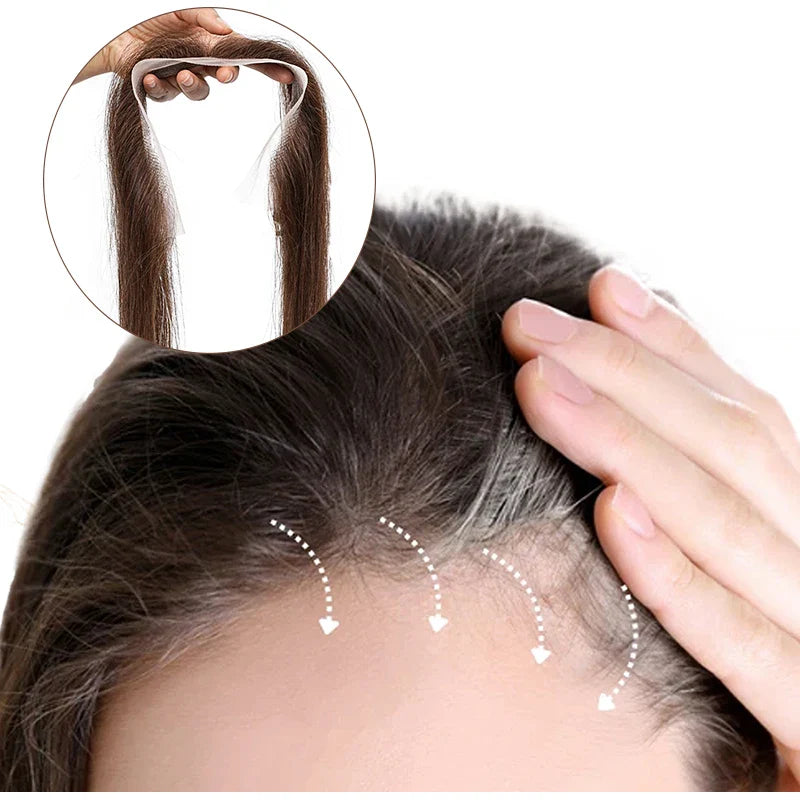 2X13Inch Lace No Clip Fish Line Invisible Hair Front Toupee Hairline 100% Human Hair