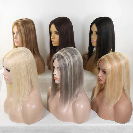 4x6 inches Human Hair Topper For Woman Clip-In One Piece Invisible Toupee Hair MONO&PU Base Hairpiece