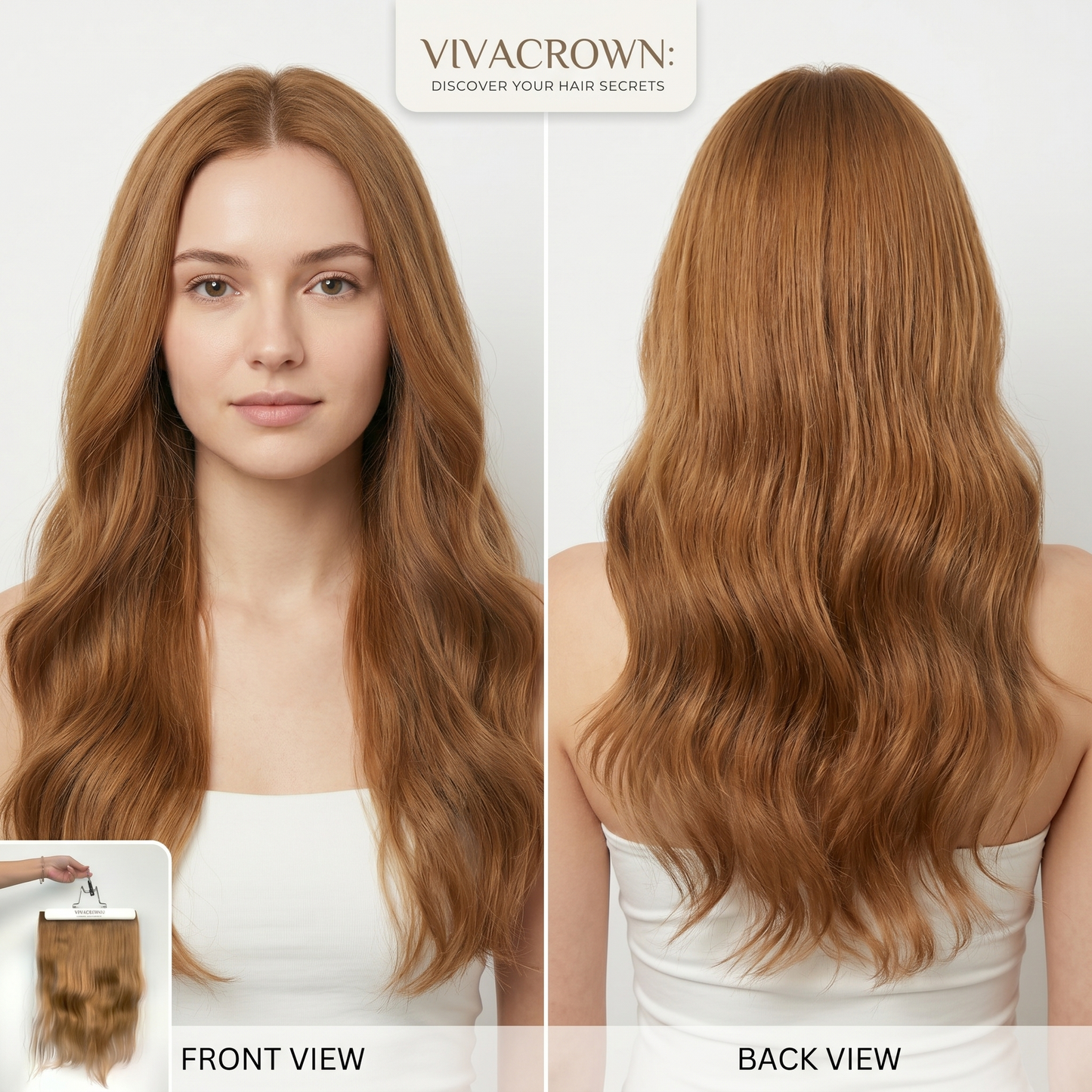 100% Human Hair Halo Extensions - Natural Red