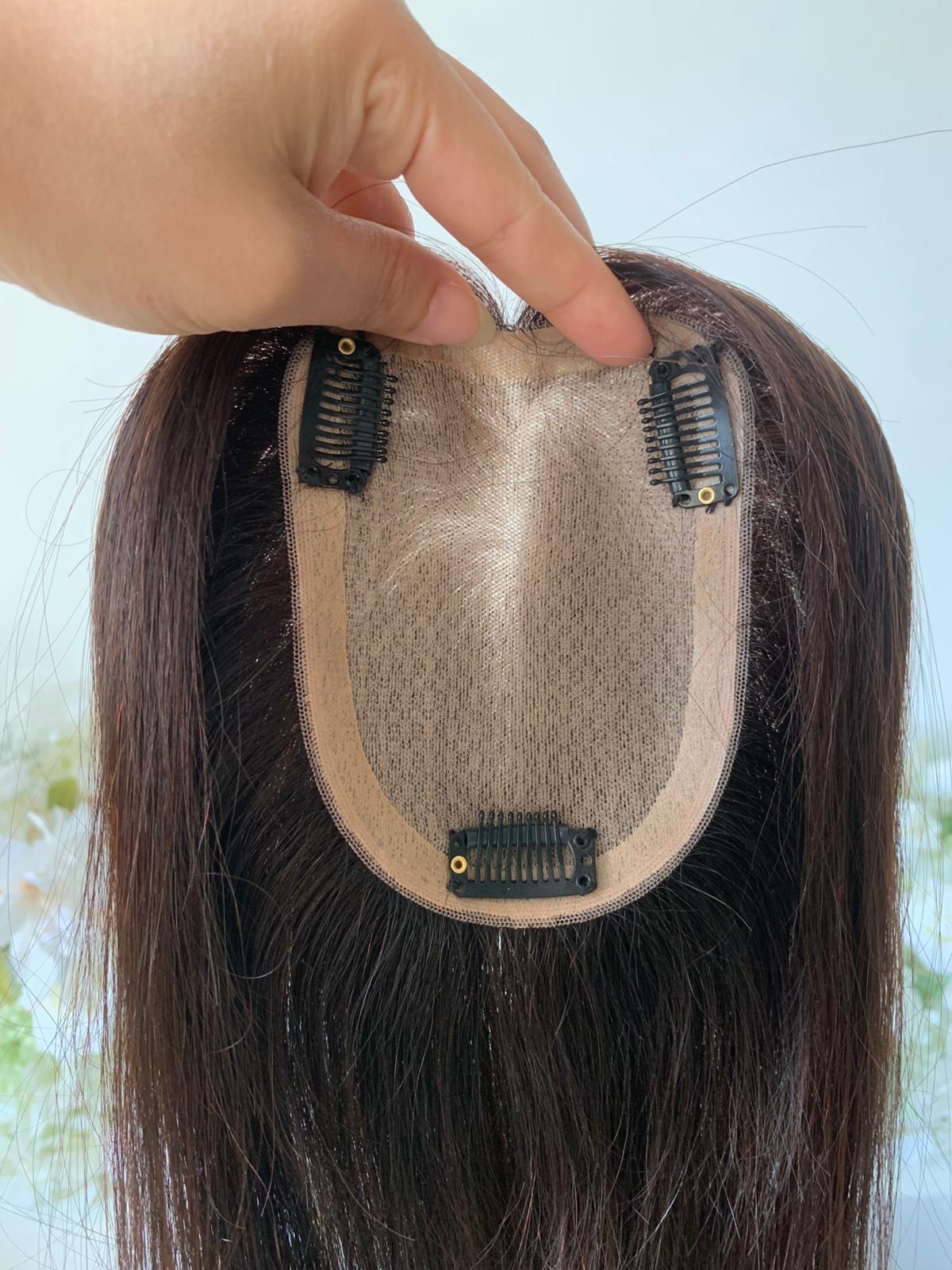 10*12 cm straight silk base human hair topper for women with thinning hair