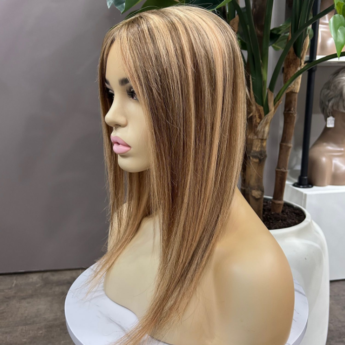 10*12 cm straight silk base human hair topper for women with thinning hair