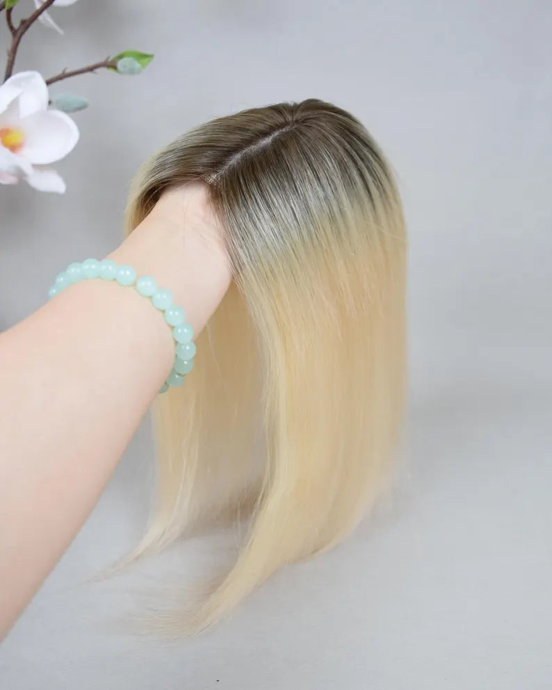 10*12 cm straight silk base human hair topper for women with thinning hair