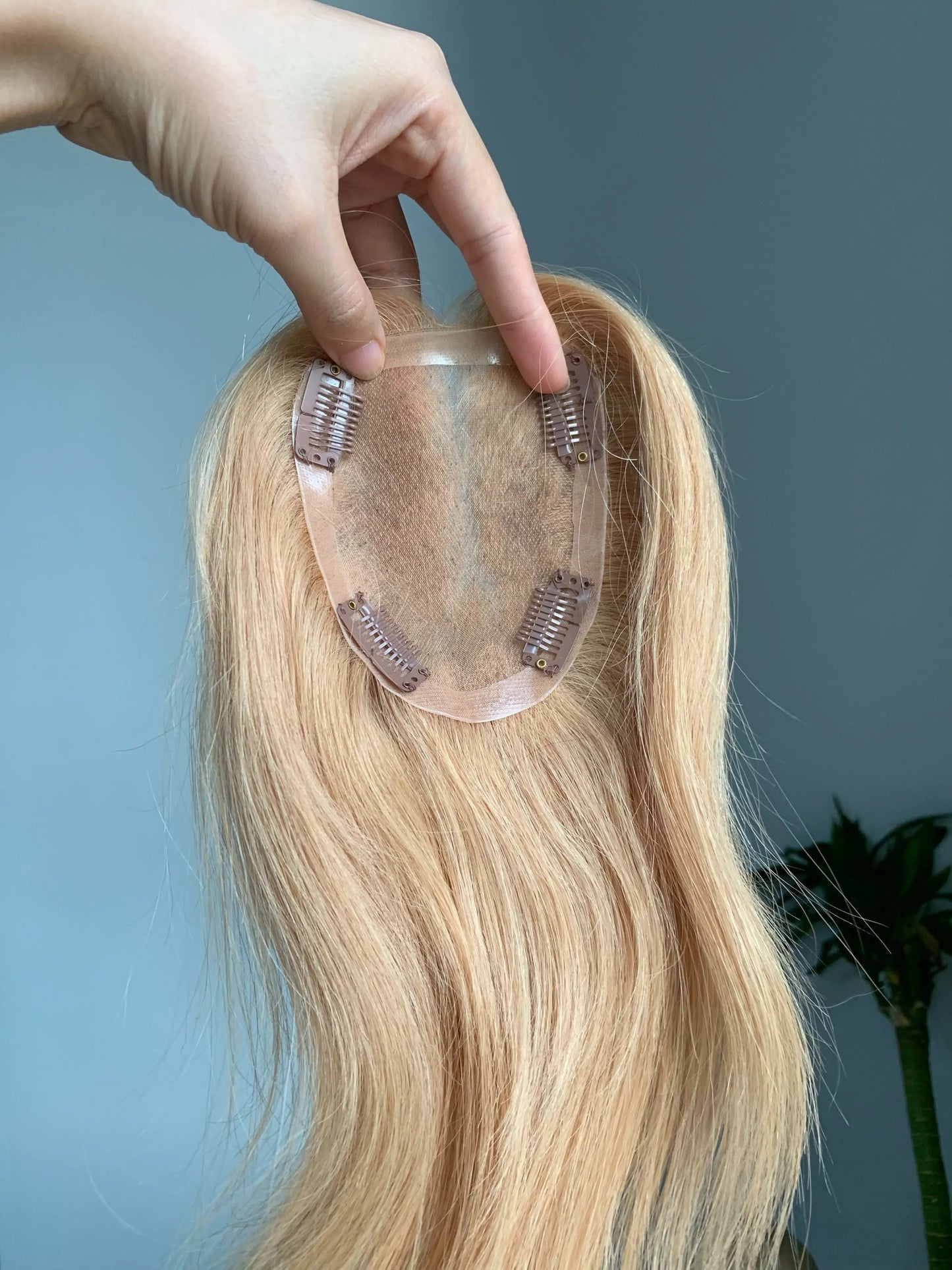 (Steve Oneil) 5*5 inch Mono Base Blonde Wavy Human Hair topper Without Bangs - VIVACROWN