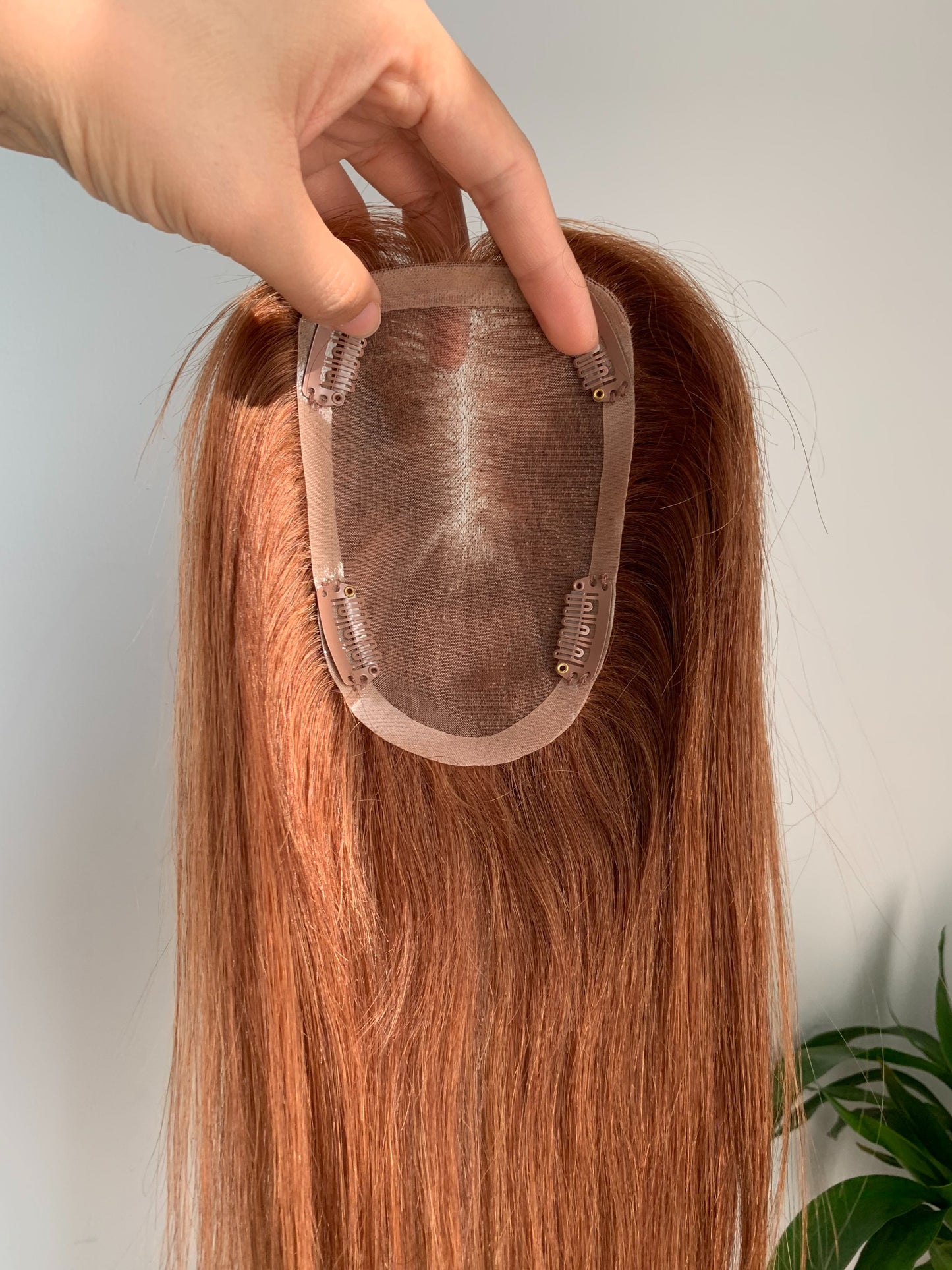 ( custom ) 9*14cm MonoBase Human Hair Toppers Without Bangs
