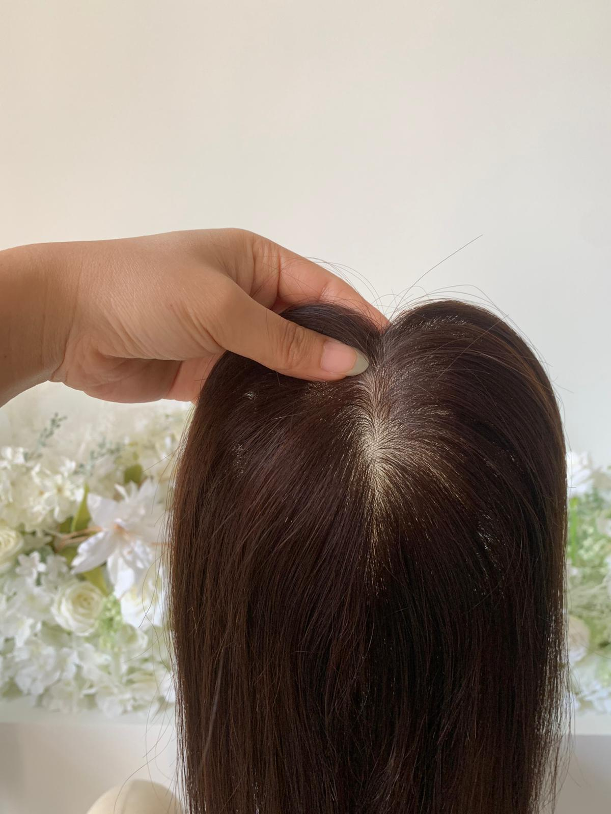 10*12 cm straight silk base human hair topper for women with thinning hair