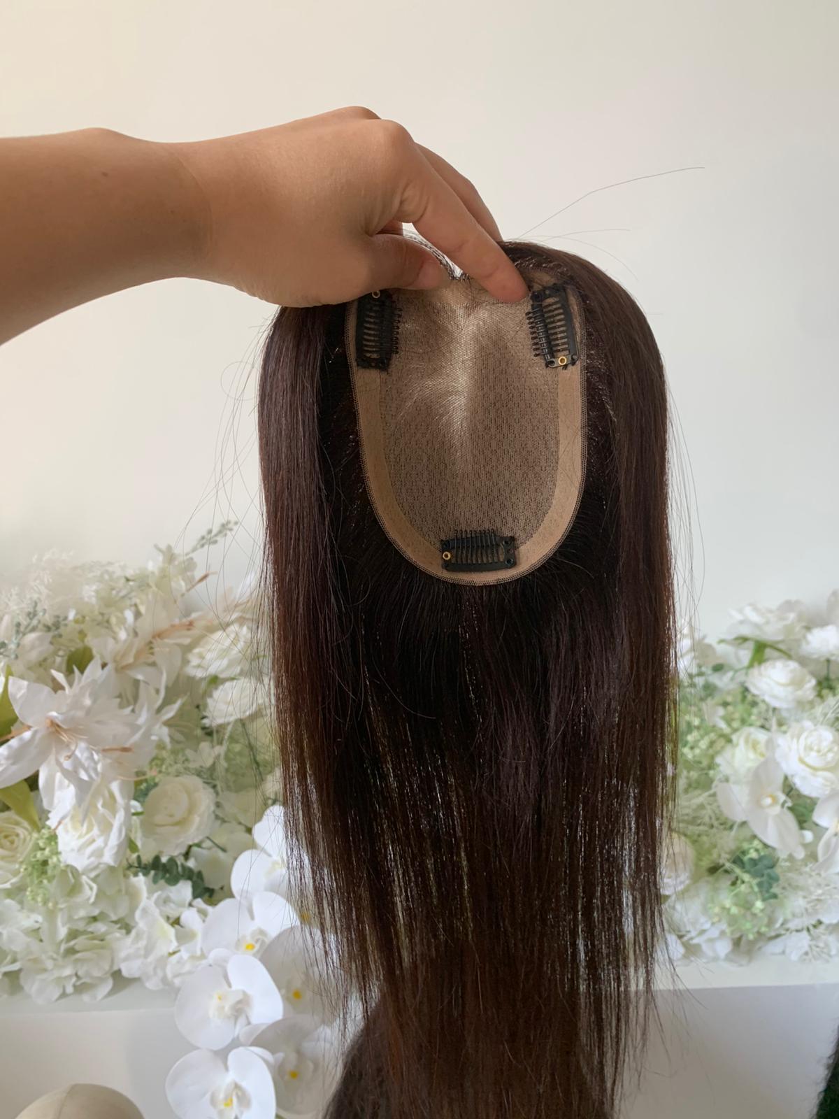 10*12 cm straight silk base human hair topper for women with thinning hair